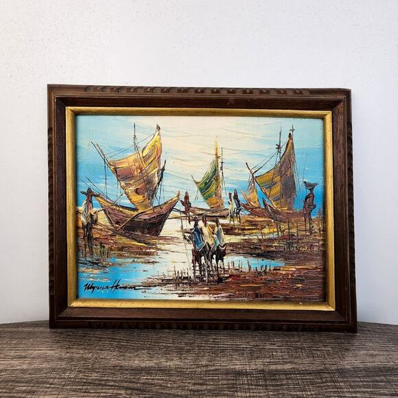 African Coastline Artist Signed Oil Painting by Dan Henson Unique Artwork Rare - Picture 1 of 6